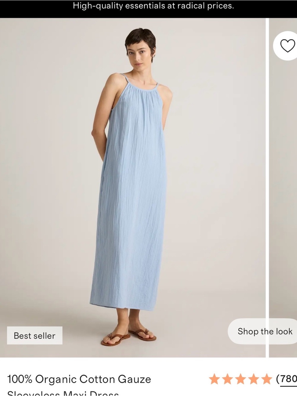 Quince Light Blue Sleeveless Maxi Dress